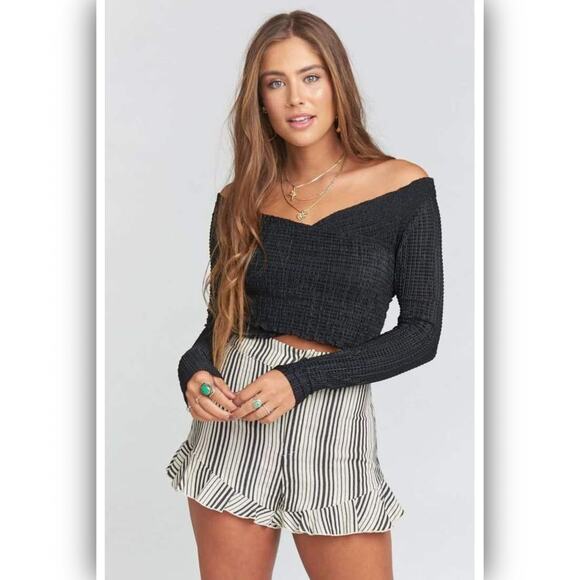 Show Me Your Mumu Connie Top Long Sleeve Cropped Black Women's Size Small NWOT - Picture 5 of 9